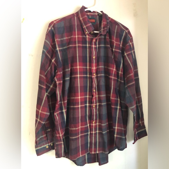 Stoneriver Outfitters Shirt Plaid Mens Large Button Down Purple Blue Long Sleeve - Picture 1 of 6